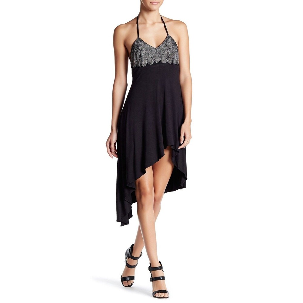 NWOT Sky Randolfo Black Embellished Halter Dress